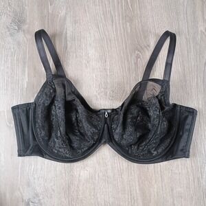 Curvy Couture Luxe Lace Underwire Bra Style #1299 Plus Size 42DD Black